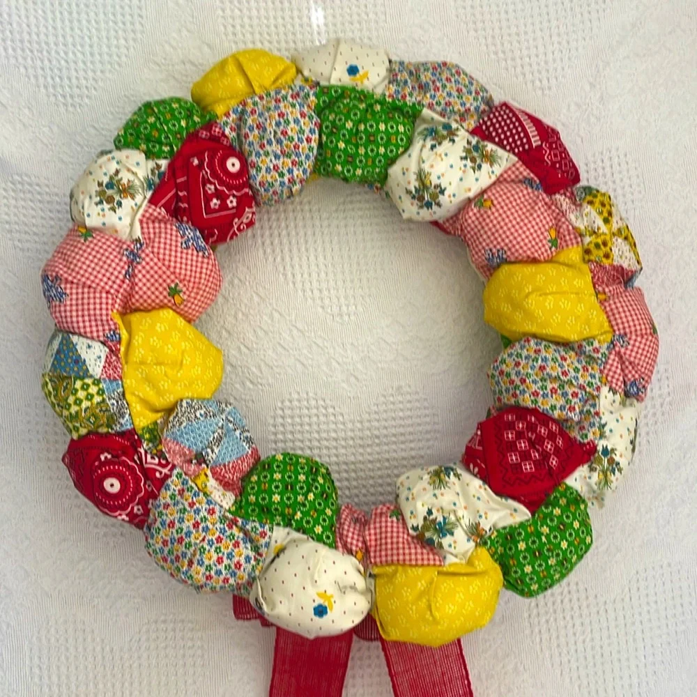 Vintage fabric wreath